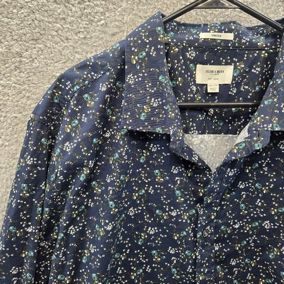 Julian & Mark Button Down Shirt Blue Floral Size XXL 2XL Long Sleeve New - Picture 2 of 9